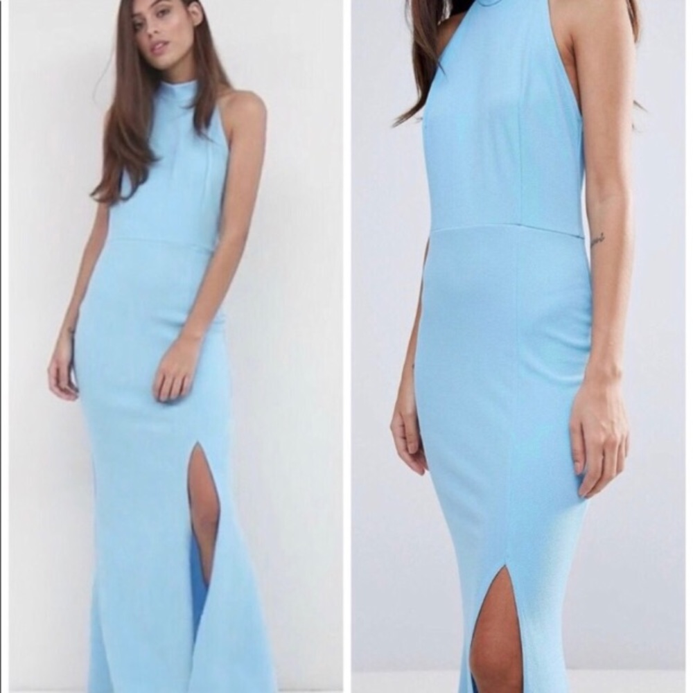 1 LEFT! NWT ASOS blue halter maxi dress slip - Picture 2 of 4